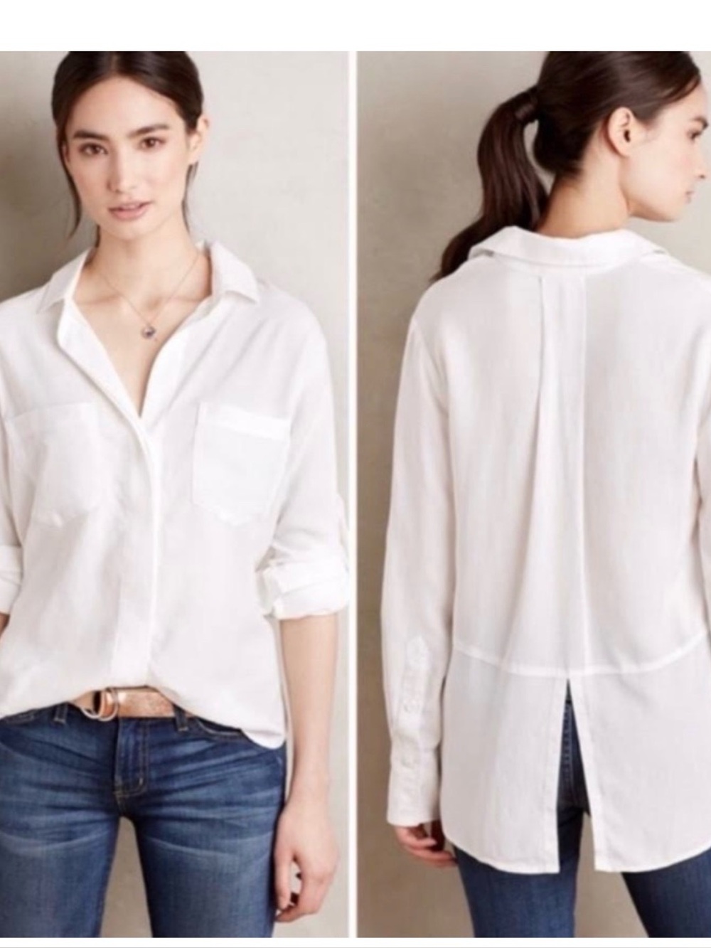 Cloth and Stone White Button Down Split Back size small